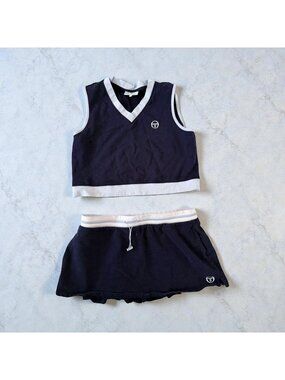 SERGIO TACCHINI Navy Blue White Two Piece Tennis Top and Skort Size XXL
